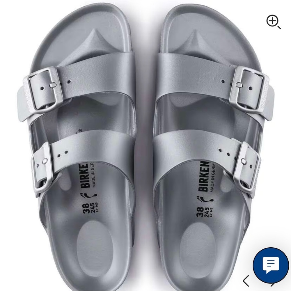 Birkenstock Arizona EVA Two-Strap Sandals in Silver Gray